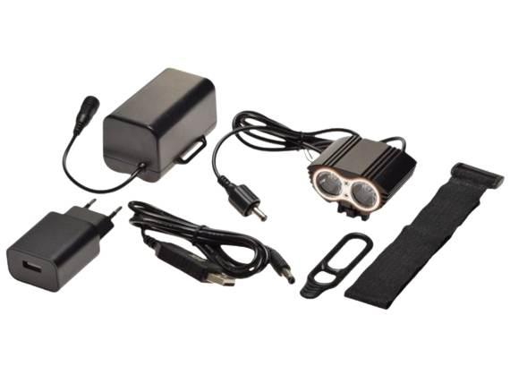 Lampa rowerowa przód 2 x led czarna 4800 mah