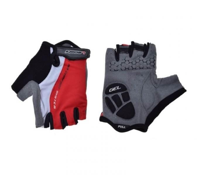 Rękawice rowerowe biało czerwone bez palców l