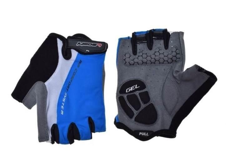 Rękawice rowerowe niebiesko białe bez palców l