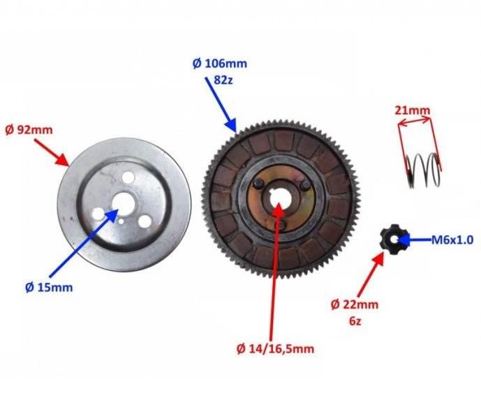 Sprzęgło silnik rowerowy 50 cc kpl 2t | AWRC0101 - zdjęcie 3