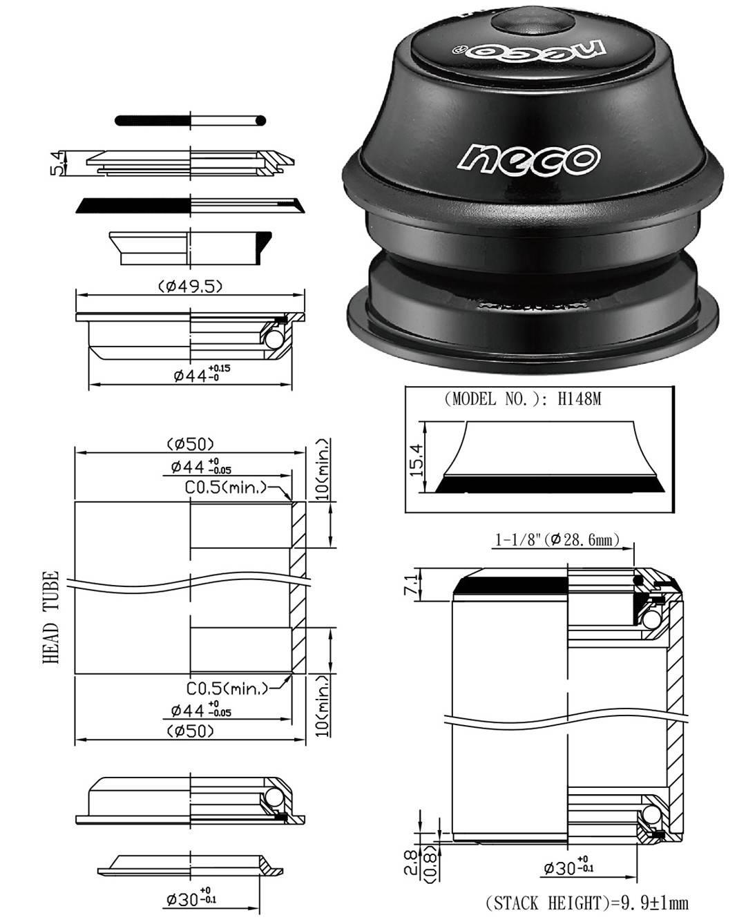 Stery Półzint1-1/8" 44/44 Neco H148M Bk | ST 148M BK