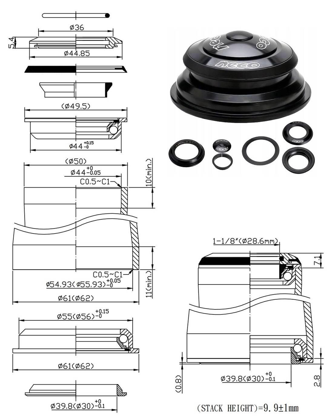 Stery Półzint1.5"-1-1/8" 44/56 Neco H156E