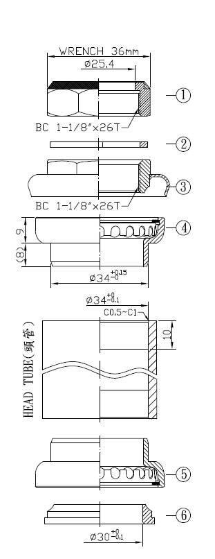 Stery Skręcane Klasyczne 1-1/8" Neco H841 Bk - zdjęcie 2