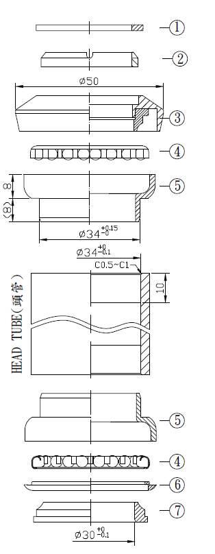 Stery Ahead 1-1/8" 34X30 Al/Stal Neco H867E Bk - zdjęcie 3