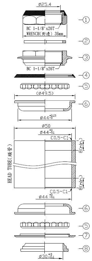 Stery Skręcane Półzint1-1/8" Neco H128N Bk - zdjęcie 3