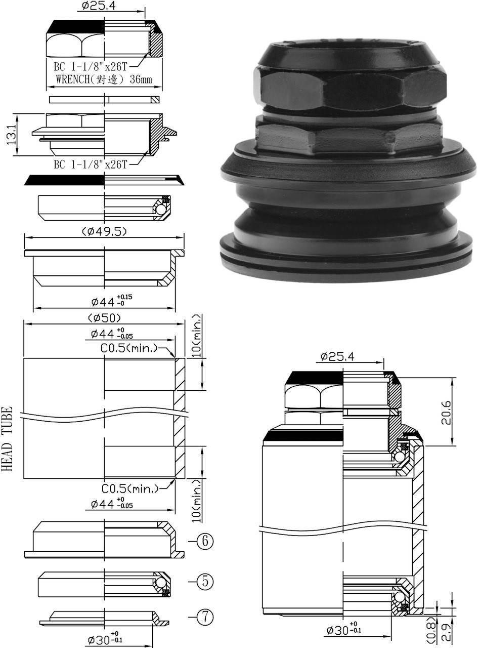 Stery PółzintNakręcane 1-1/8" 44/44 Neco H118