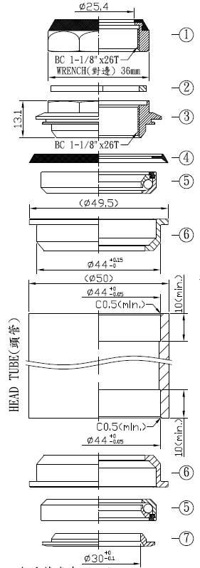 Stery PółzintNakręcane 1-1/8" 44/44 Neco H118 - zdjęcie 3