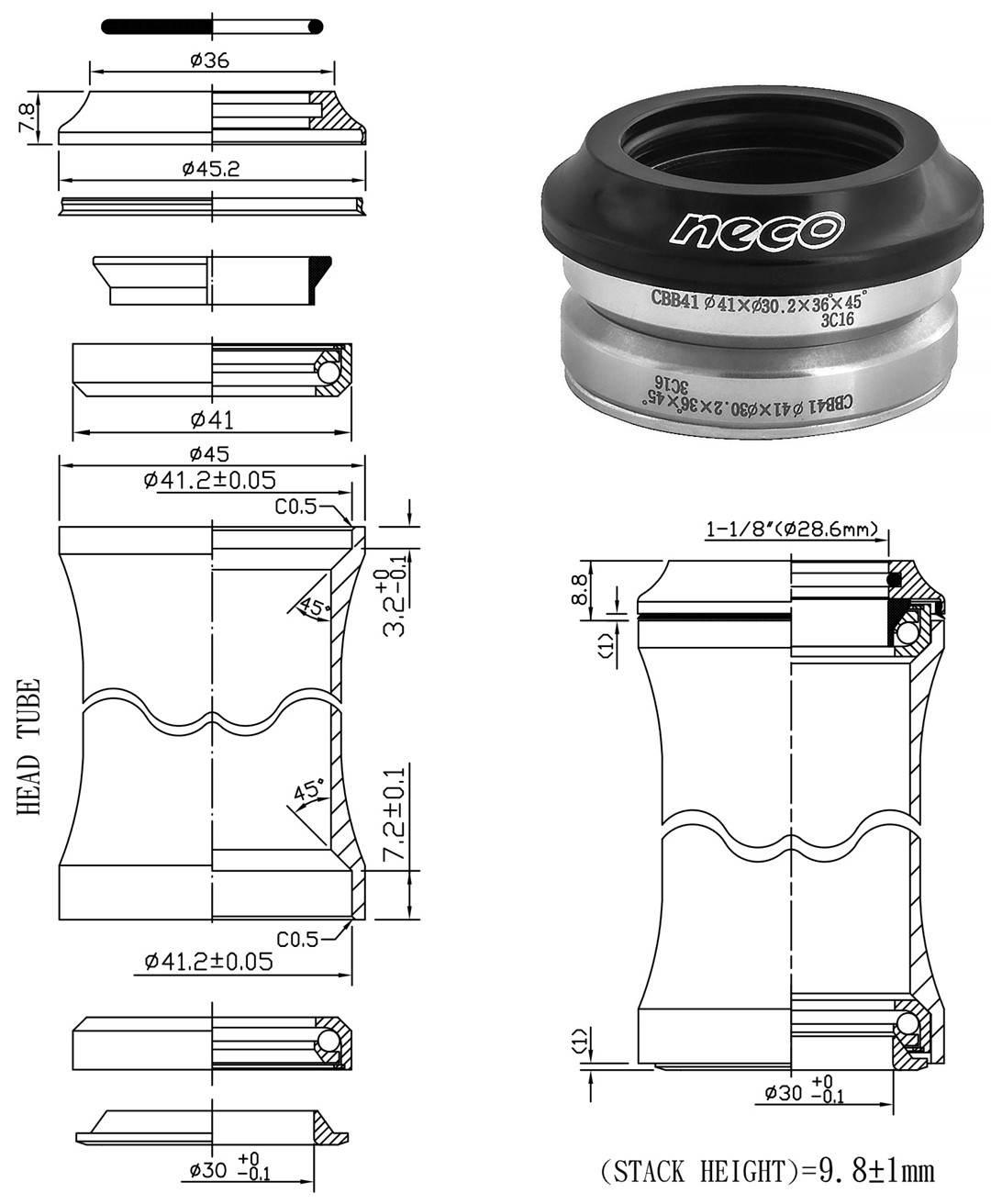 Stery Zintegrowane 1-1/8" Is41 Neco H50 Bk