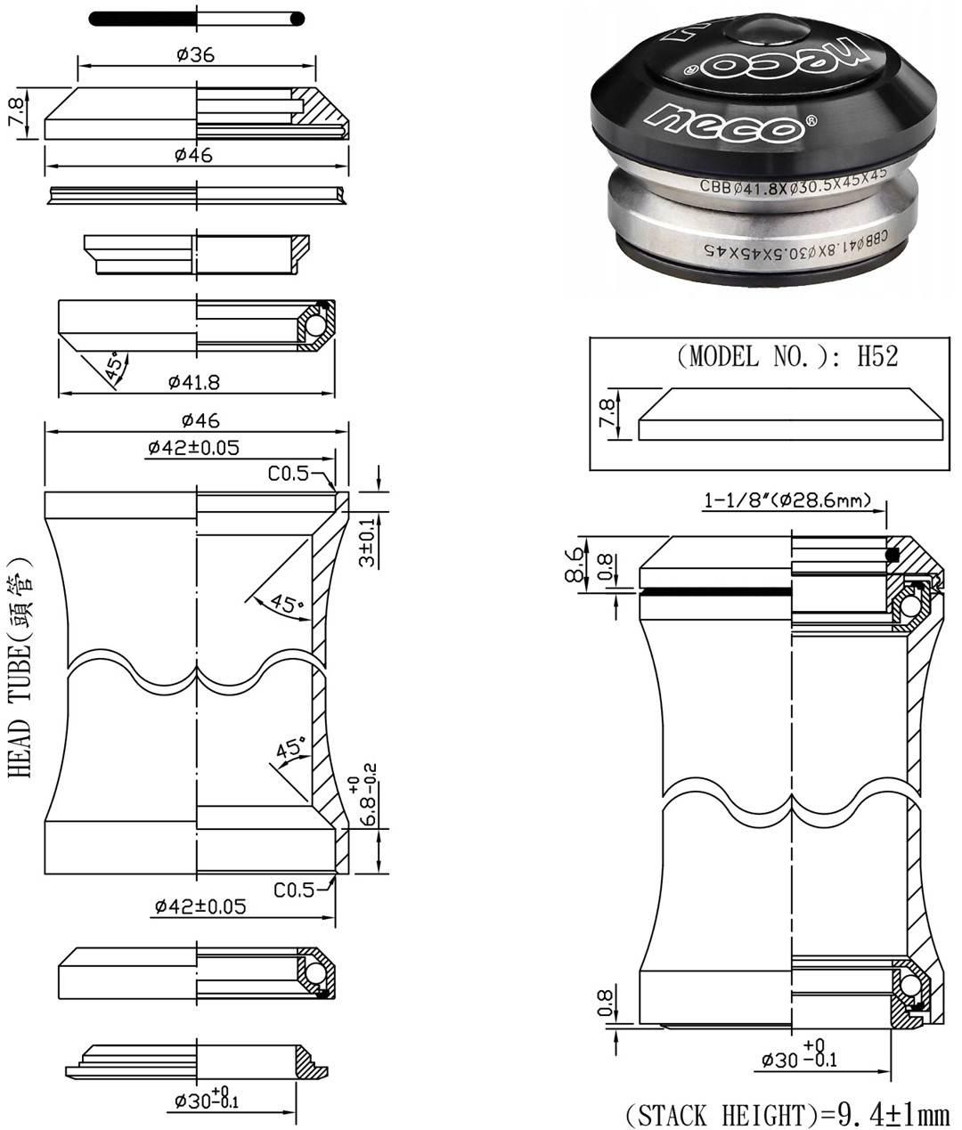 Stery Zintegrowane 1-1/8" Is42 Neco H52 | ST H52