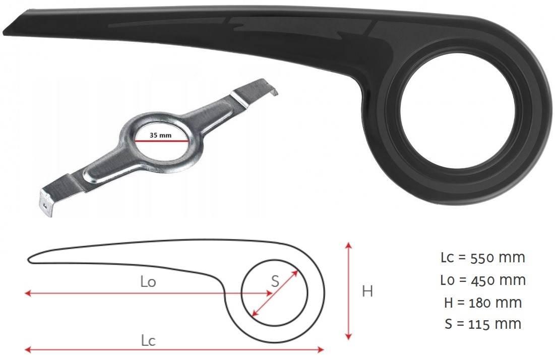 Osłona Łańcucha Zula Z Uchwytem 115Mm Czarna