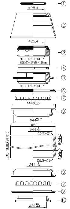 Stery Półzint1-1/8" 44/50 Neco H112N Bk | ST 112N BK - zdjęcie 3