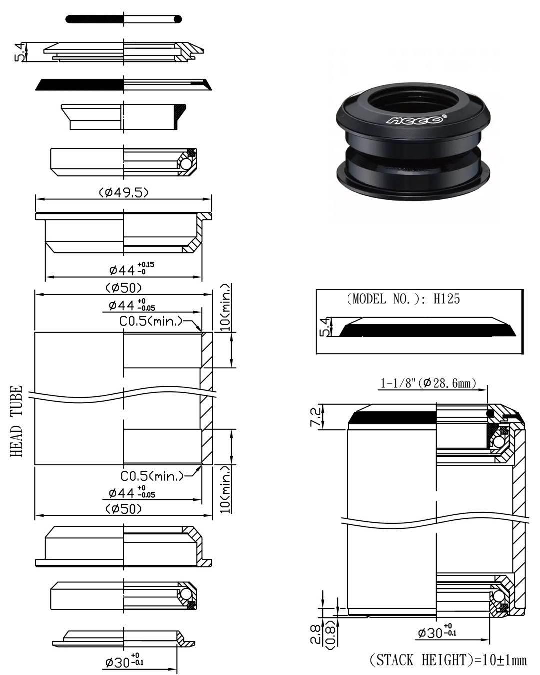 Stery Półzint1-1/8" 44/50 Neco H125 Bk | ST 125BK