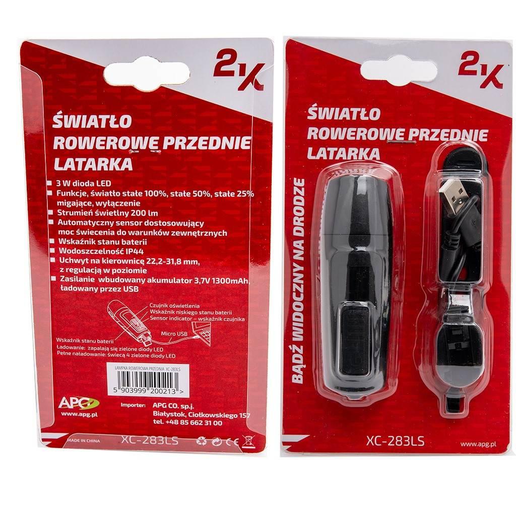 Lampka Przednia Usb 200Lm 3W Led Xc-283Ls - zdjęcie 2