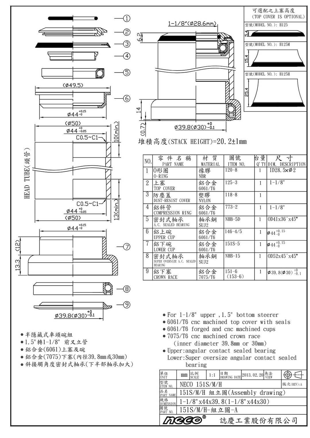 Stery Półzint1.5"-1-1/8" 44/44 Neco H151S - zdjęcie 2