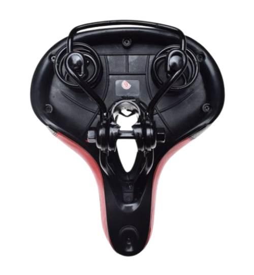 Siedzenie rowerowe na sprężynie czarno czerwone - zdjęcie 2