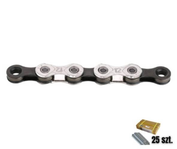 Łańcuch 12rzKMC X12 Silver/Black 126og25 sztuk Folia - zdjęcie 3