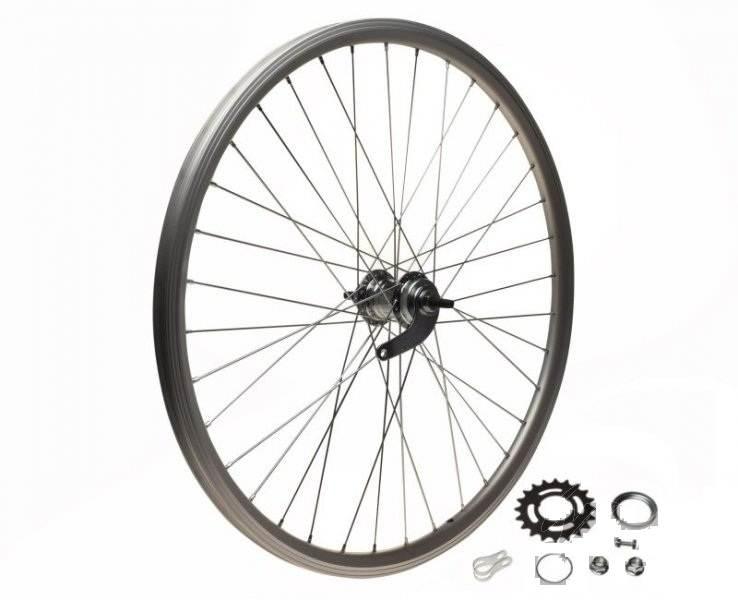 Koło rowerowe 26 tył torpedo stożek srebrny