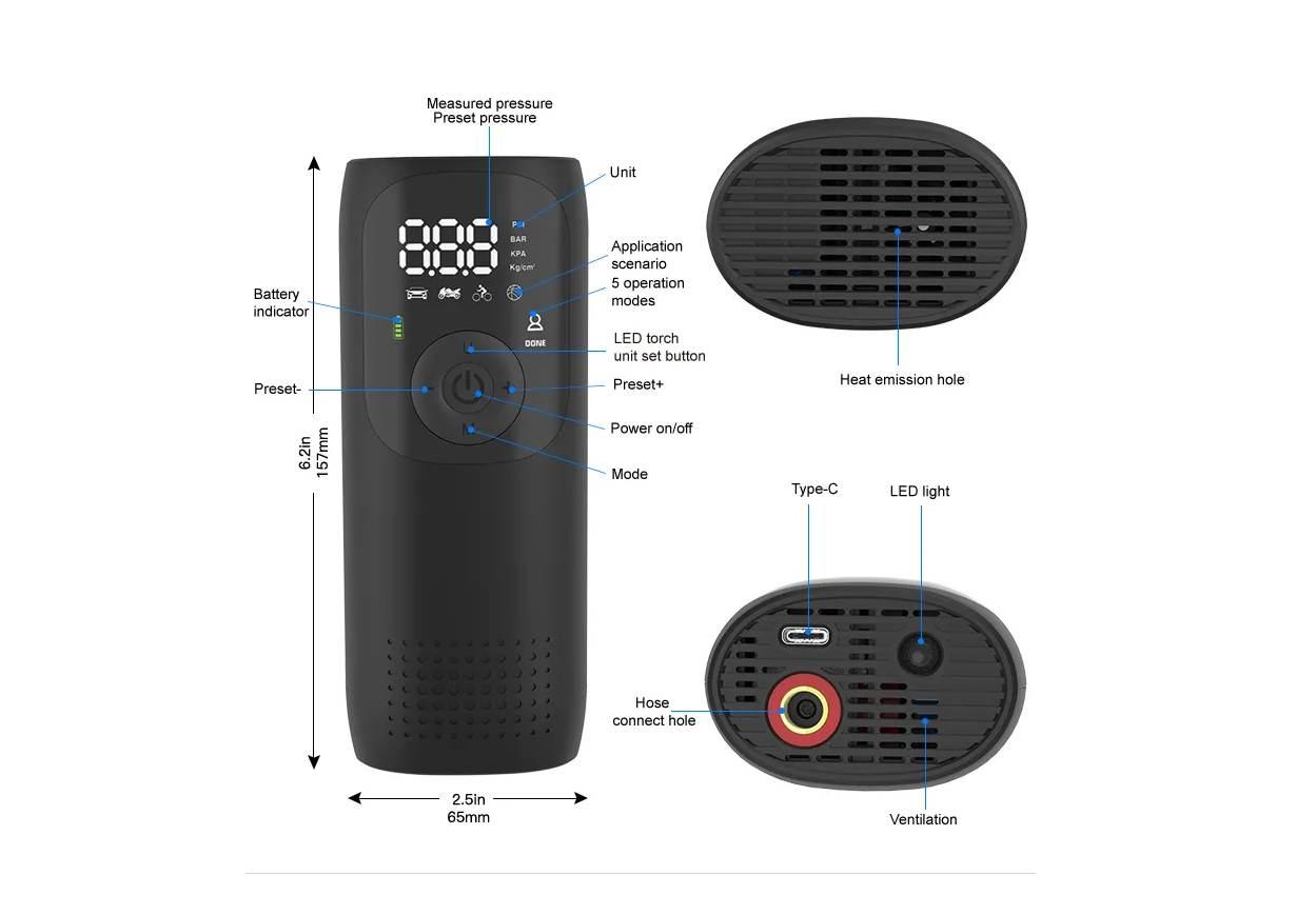 Mini Kompresor Powietrza Pompka Do Roweru Skutera Motocykla Samochodu 150 Psi - zdjęcie 3
