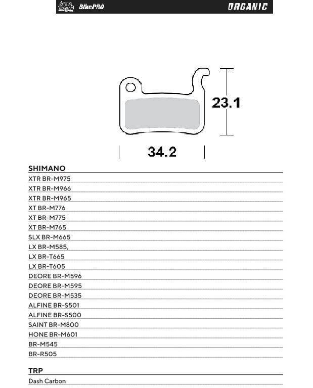 Moto-Master Bike Pro Klocki Hamulcowe Rowerowe Organiczne Pasuje Do Shimano