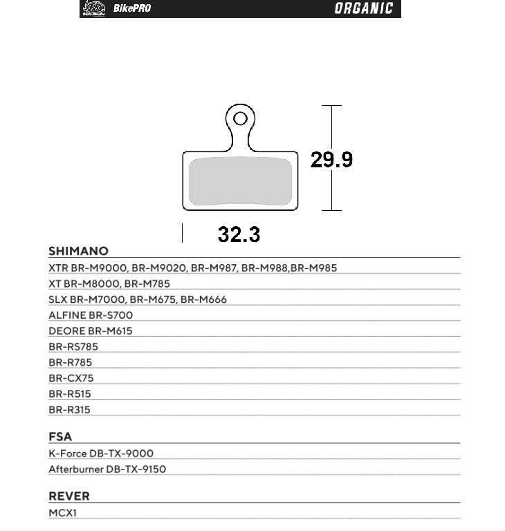 Moto-Master Bike Pro Klocki Hamulcowe Rowerowe Organiczne Pasuje Do Shimano