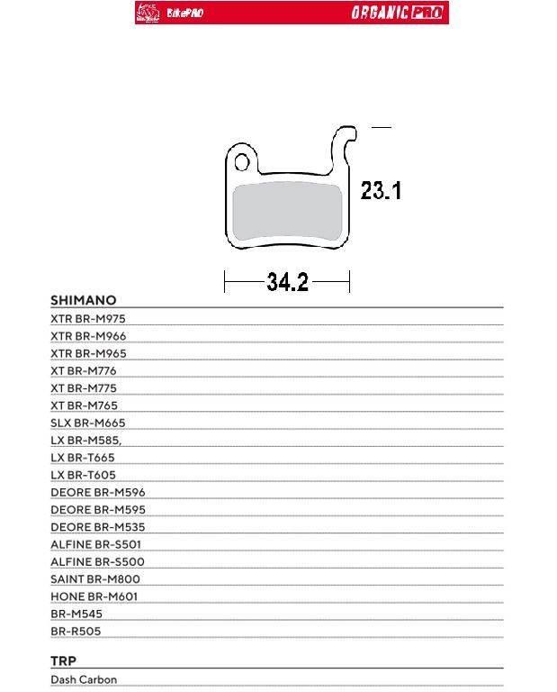 Moto-Master Bike Pro Klocki Hamulcowe Rowerowe Organiczne Pro Pasuje Do Shi