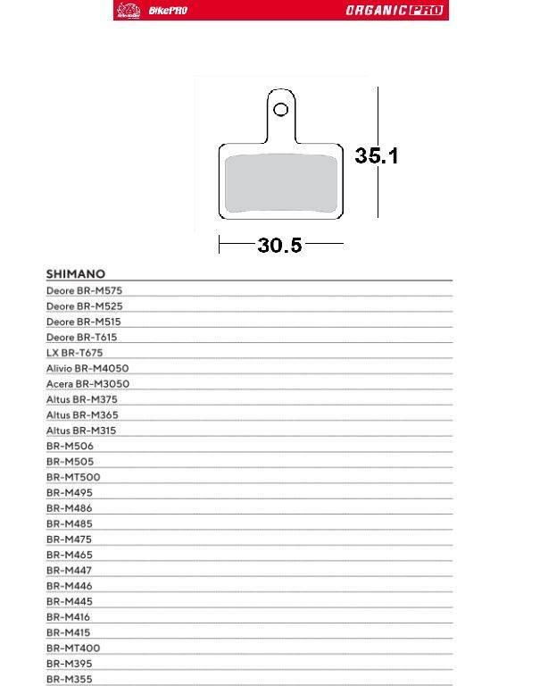 Moto-Master Bike Pro Klocki Hamulcowe Rowerowe Organiczne Pro Pasuje Do Shi - zdjęcie 2