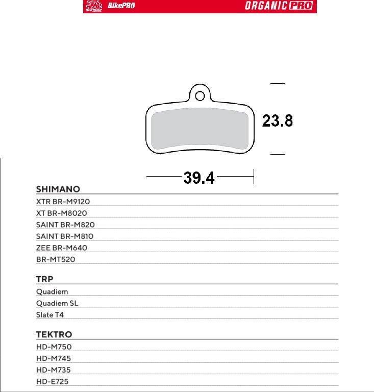 Moto-Master Bike Pro Klocki Hamulcowe Rowerowe Organiczne Pro Pasuje Do Shi
