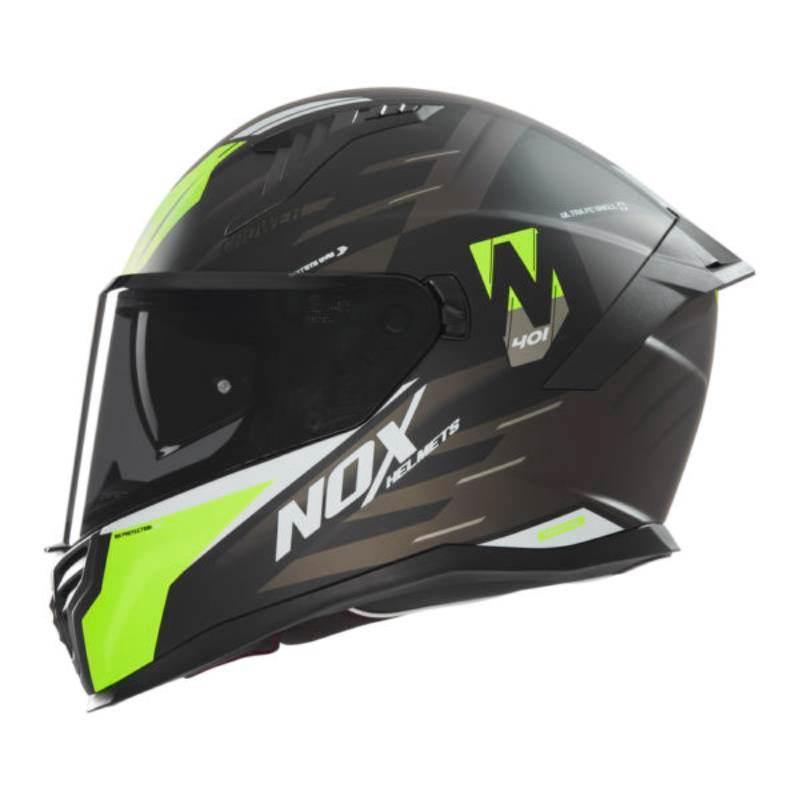 Nox Kask Integralny Full Face Z Blendą N401 Crower Kolor Czarny/Żółty Fluo