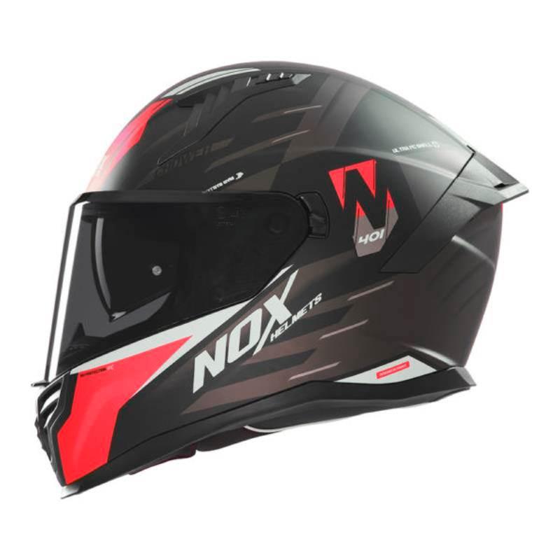 Nox Kask Integralny Full Face Z Blendą N401 Crower Kolor Czarny/Czerwony Ma