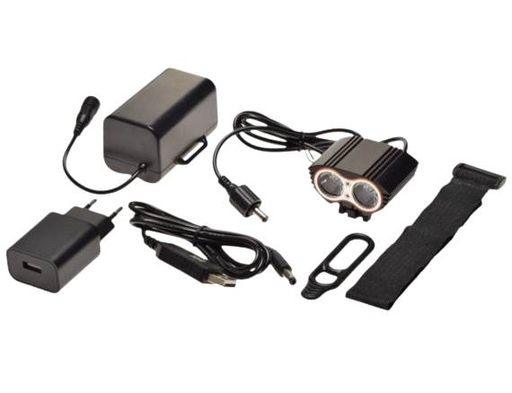 Lampa rowerowa przód 2 x led czarna 4800 mah