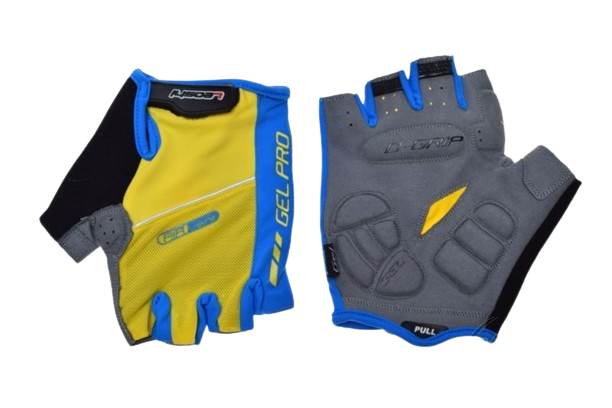 Rękawice rowerowe żółto niebieskie bez palców xl