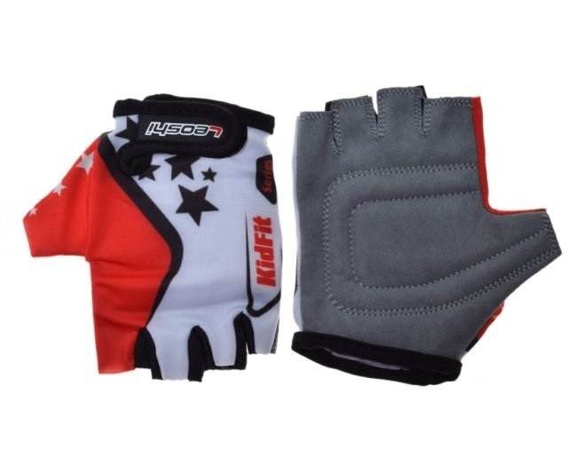 Rękawice rowerowe dziecięce biało czerwone 3xs