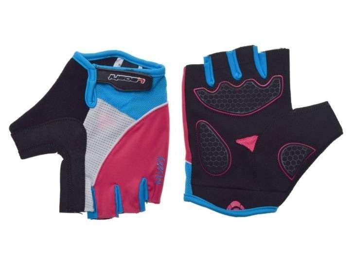 Rękawice rowerowe różowe biało nieb bez palców xl