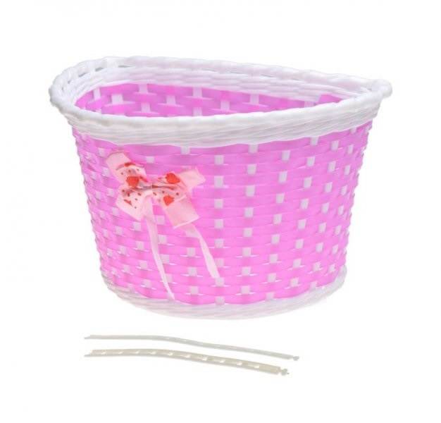 Kosz rowerowy dziecięcy na kierownicę różowy