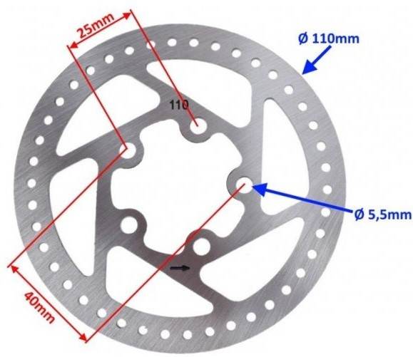 Tarcza Hamulcowa 110 Mm 5 Śrub Do Xiaomi M365 / 1S